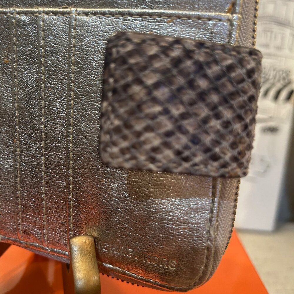 Michael Kors Jet Set Brown Python Leather Bifold … - image 5